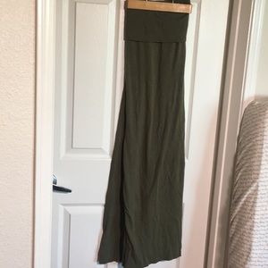 Green maxi fold over skirt
